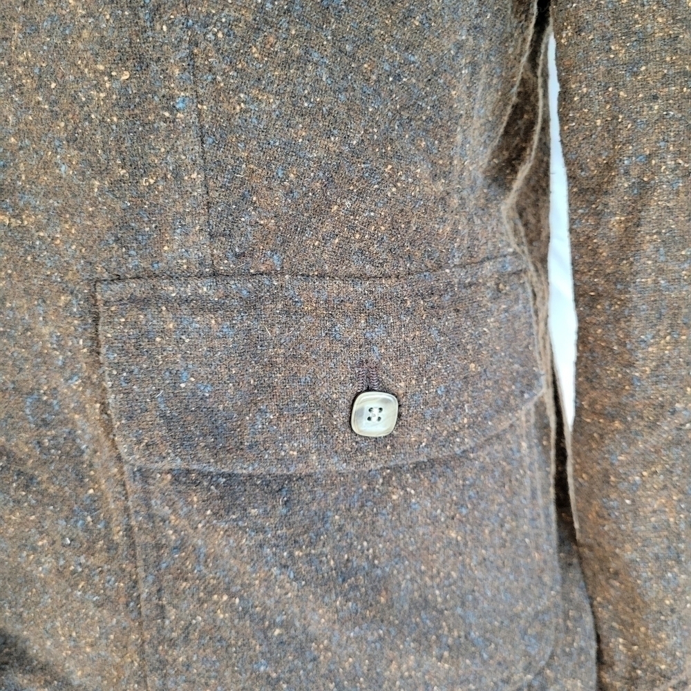 LL Bean brown speckled tweed wool blend blazer S-Petite - Picture 3 of 9